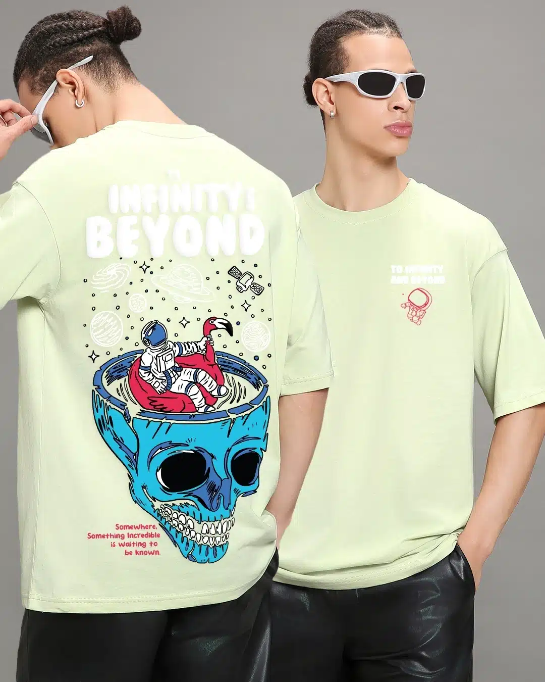 Men’s Green Oversized T-Shirt with Infinity Space Graphic